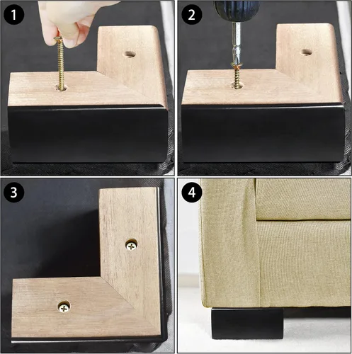 Vista 6 de Patas de madera maciza para muebles, elevadores de cama en forma de L, patas de muebles para sofá, sillón, cómoda, gabinete, mesa, pies de sofá