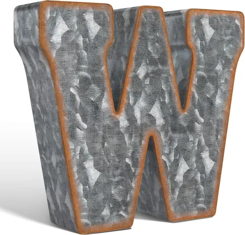 Vista 33 de CraftyCrocodile Números de metal galvanizado de 7" para decoración de pared - Número 3D 0 para colgar y de pie libre - Números de mesa rústicos