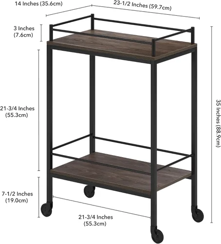 Vista 3 de Barnes - Carrito rectangular de 23,5 pulgadas de ancho, color marrón aliso