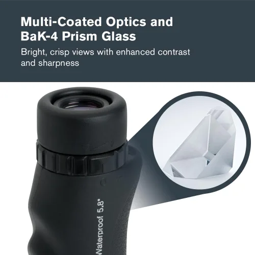 Vista 10 de Celestron – Monocular Nature 10x25 – Ideal para senderismo y observación de vida silvestre – Ópticas multicapa – Lente objetiva de 25mm – Prisma