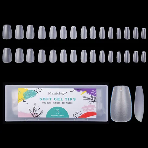 Vista 10 de Maniology Puntas de uñas de cobertura completa para extensión (15 tamaños, 300 piezas), uñas a presión (almendra corta)