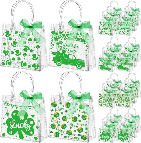 Vista 8 de Abbylike 24 bolsas transparentes de regalo para copa de fútbol con asas, bolsas de PVC transparente para aperitivos, bolsas de golosinas