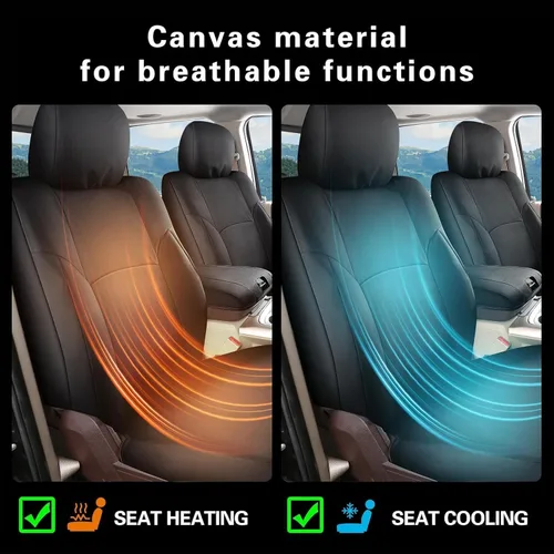 Vista 47 de Coverado Chevy Silverado - Juego completo de fundas de asiento de lona impermeables, apto para Silverado GMC Sierra 2007-2013 y 2019-2025 1500 Negro