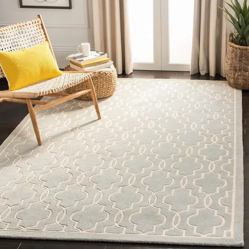 Vista 9 de SAFAVIEH Chatham Collection CHT723C - Alfombra decorativa de lana geométrica de alta calidad, hecha a mano, 2 x 3 pies, color azul oscuro/marfil