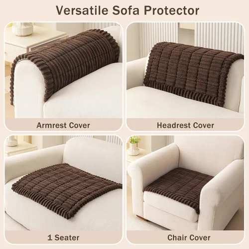 Vista 3 de MEETSKY Funda de sofá antideslizante para sofá, funda suave para reposabrazos de sofá, apta para mascotas, protector de sofá grueso, protector