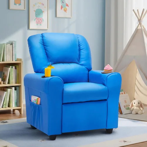 Vista 20 de Silla reclinable de piel sintética para niños, sofá reclinable para niños Beige