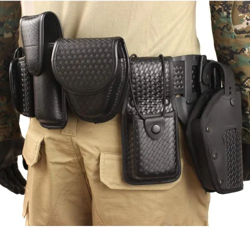 Vista 10 de Cinturón táctico de 10 en 1 para policía, equipo de seguridad, cinturón modular de aplicación de la ley con bolsillos Grande