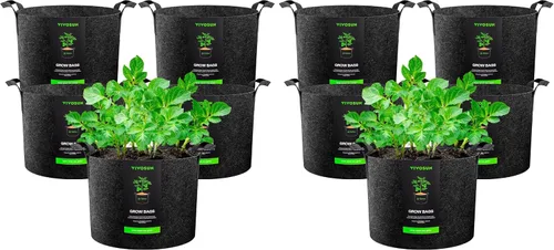 Vista 31 de VIVOSUN - Paquete de 5, 1 galón, bolsas para cultivar de tela no tejida gruesa resistente con asas Negro