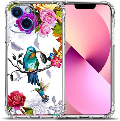 Vista 13 de Funda para iPhone 13 Pro Max, protección contra caídas de flores de mariposa azul, rosa, a prueba de golpes, carcasa protectora de cuerpo completo