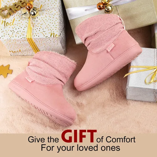 Vista 7 de LongBay Pantuflas de punto de chenilla cálidas para mujer, de espuma viscoelástica, cómodas, de gamuza, esponjosas, de espuma viscoelástica, botas