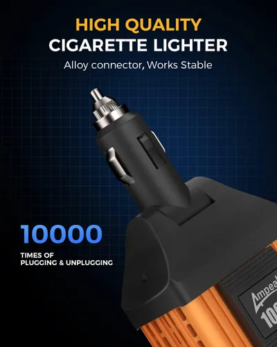 Vista 4 de Inversor de corriente para automóviles, de la marca Ampeak, de 12 V CC a 110 V CA, con puerto USB Pico de sobretensión de 200 W, 1 toma de CA, USB