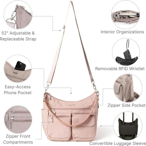 Vista 37 de Baggallini Modern Everywhere Crossbody Women 11x9x4.5 RFID Hobo Bag
