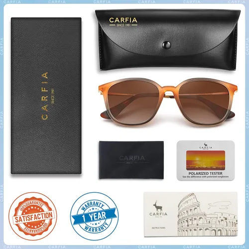 Vista 6 de CARFIA Gafas de sol vintage para mujer, polarizadas, protección UV, estilo clásico retro, CA5100