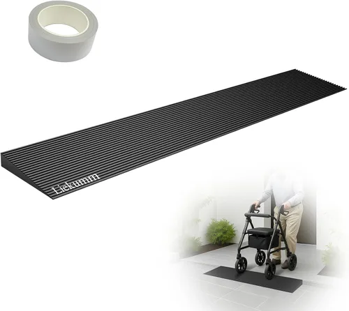 Vista 16 de LIEKUMM Rampa de umbral de goma de elevación de 3/8 pulgadas, rampa antideslizante de capacidad de carga de 1500 libras para puertas, rampa de goma