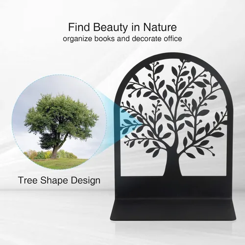 Vista 2 de Umikk Sujetalibros, Sujetalibros de Metal, Sujetalibros del Árbol de la Vida para Estantes, Sujetalibros Decorativos para el Hogar para Libros