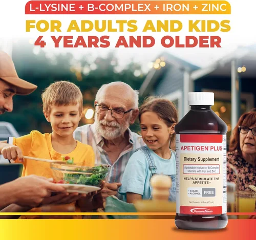 Vista 4 de Plus Potenciador del apetito para niños y adultos – Estimulante líquido del apetito con B1, B2, B3, B5, B6, B12, zinc, hierro y L-lisina – Sin