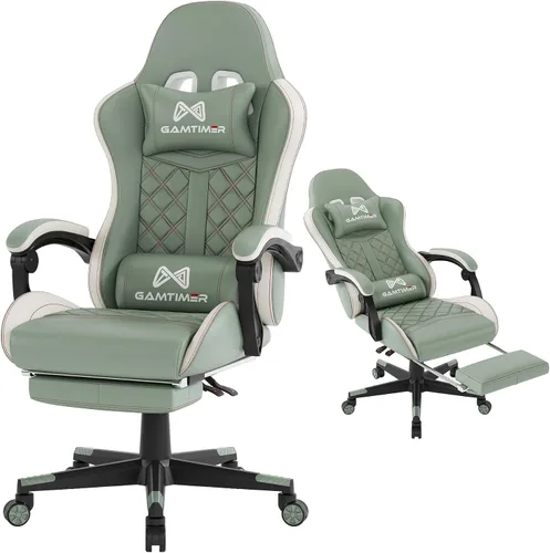 Vista 13 de Silla para videojuegos, silla para adultos de 400 libras, silla de computadora de respaldo alto con reposapiés y reposabrazos vinculados, silla