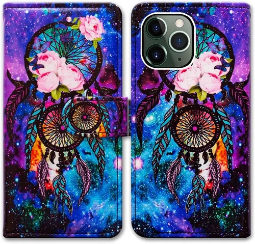 Vista 18 de Bcov Funda para iPhone 11 Pro Max, diseño de pájaro negro y verde con tapa de cuero con ranura para tarjeta de crédito, soporte para tarjeta