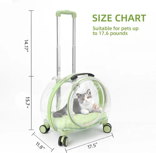 Vista 2 de Transportador transparente y completamente transpirable rígido para gatos con ruedas giratorias para perros, gatos, múltiples opciones