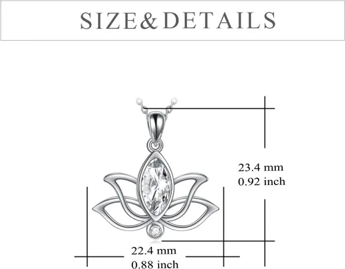 Vista 4 de YFN Collar de loto de plata de ley con colgante de piedra natal de loto, joyería de loto, regalos de cumpleaños para mujeres y niñas, Plata