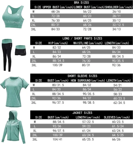 Vista 6 de Conjunto de 5 piezas de entrenamiento para mujer ropa deportiva de entrenamiento para hacer yoga baile fitness