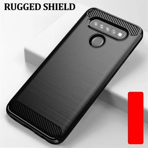 Vista 2 de Asuwish Funda compatible con LG K51S y protector de pantalla de vidrio templado y accesorios para celda, fundas protectoras delgadas de silicona