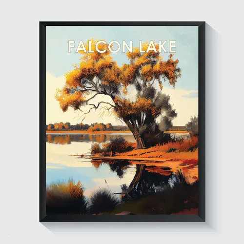 Vista 48 de Yellowstone Lake - Póster impreso artístico, ilustración, arte de pared, decoración de paisaje retro, paisaje, obra de arte para decoración de Lago