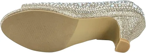 Vista 6 de Fifty Tops Tacones de gatito de moda para niñas, zapatos de vestir con diamantes de imitación brillantes para niños, sandalias de tacón bajo