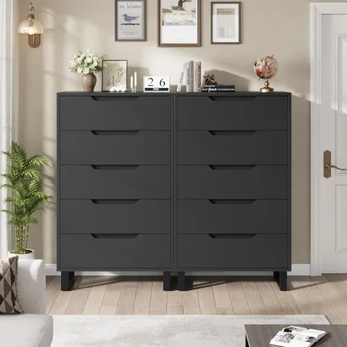 Vista 3 de Garvee 5 cómodas para dormitorio, cajón vertical de 50.5 pulgadas con almacenamiento