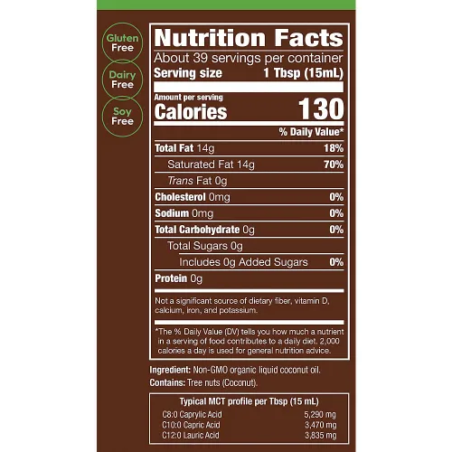 Vista 2 de Aceite de coco líquido orgánico, superalimento con 100% MCTs, sin OMG (20 onzas líquidas)