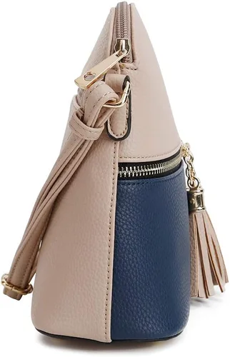 Vista 3 de SG SUGU - Bolsa cruzada Lunar ligera y de tamaño mediano, forma de cúpula, bolsa de hombro con borla, bolsillo con cremallera, correa ajustable
