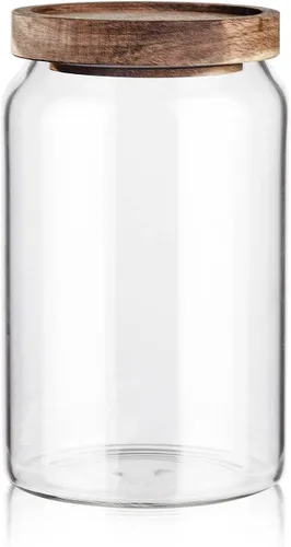 Vista 21 de Labina Recipiente de Almacenamiento de Vidrio Hermético Frascos de Alimentos Recipiente de Cocina con Tapas de Madera, 20 Oz Boca Ancha Organización