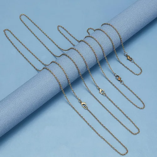 Vista 3 de PH PandaHall Cadenas de collar para fabricación de joyas, 32 pies 2mm cadenas de bordillo de eslabones torcidos de hierro cadena cruzada cadena