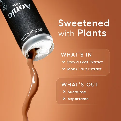 Vista 5 de Aonic Fuel - Batido de proteínas, chocolate rico, sin lactosa, 11 onzas líquidas (paquete de 12) 1.13 oz de proteína, 0.18 oz de fibra, sin