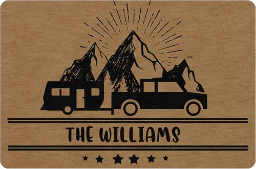 Vista 10 de Magimagine Alfombra personalizada para puerta de cámper, alfombra de puerta de RV de camping personalizada con texto, alfombra de cámper