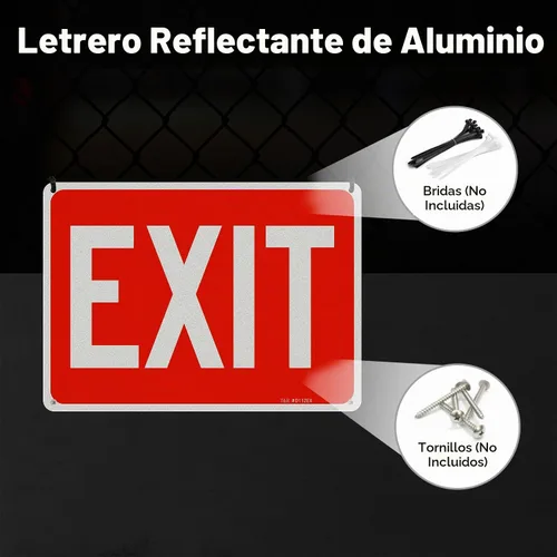 Vista 5 de T&R Letrero de salida - Paquete de 2 - 10 x 7 pulgadas, aluminio inoxidable .040 reflectante, protección UV, impermeable, resistente a la intemperie