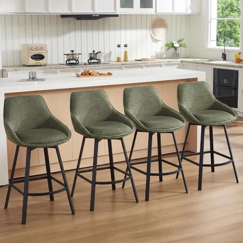 Vista 20 de Flouki Taburetes de bar con altura de mostrador, juego de 3 taburetes de bar giratorios negros para isla de cocina, taburetes de mostrador modernos