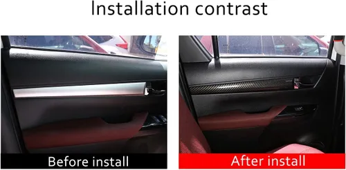 Vista 2 de YIWANG Cubierta del panel de decoración de puerta interior de estilo de fibra de carbono 4 piezas para Toyota Hilux 2015-2021 accesorios de coche