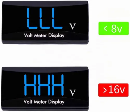 Vista 5 de Voltímetro digital de auto DC 12 V – AIMILAR con pantalla LED, medidor de voltaje para auto o motocicleta (Azul)