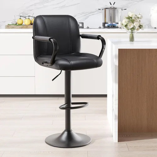 Vista 16 de MALOL Juego de 1 sillas de mostrador beige con respaldo, sillas altas giratorias ajustables para isla de cocina, asientos modernos, taburetes