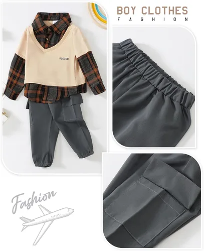 Vista 5 de Renotemy Ropa de bebé para niños pequeños, trajes de mezclilla, sudadera con capucha para niños pequeños