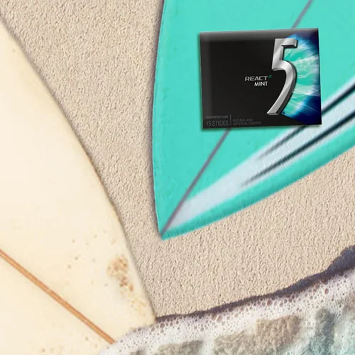 Vista 5 de 5 GUM React Mint Goma de Mascar sin Azúcar Paquete Grande (10 paquetes x 15 palitos) Sabor Intenso y de Larga Duración