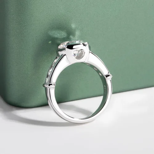 Vista 4 de Moissanite Engagement Ring, S925 Sterling Silver Wedding Bands for Women
