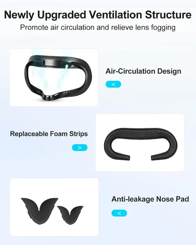 Vista 7 de Transnovo 5-in-1 Head Strap for Oculus Quest 2 6000mAh Battery head strap,5-in-1 VR Accessory Made for Meta Quest 2,include Facial Interface, Face