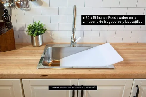 Vista 2 de Tabla de cortar profesional libre de BPA, hecha de plástico de polietileno de alta densidad para restaurantes, apta para lavavajillas, Blanco