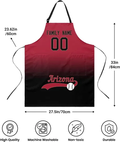 Vista 2 de Delantal personalizado con nombres y números personalizados, regalo para mamá y esposa, fanáticos, mujeres, cocina de cocina