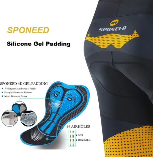Vista 6 de sponeed Pantalones cortos de ciclismo para hombre pantalones acolchados para equitación ropa de ciclismo y ciclismo