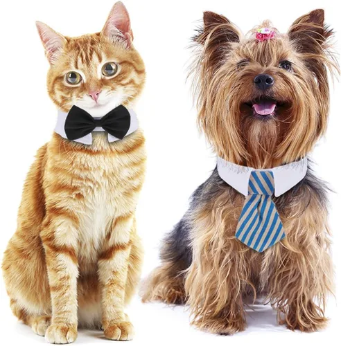 Vista 3 de Shappy - 3 piezas de corbatín ajustable para gatos, corbatín para boda, disfraz de mascota, corbata de moño, collar de esmoquin para perros