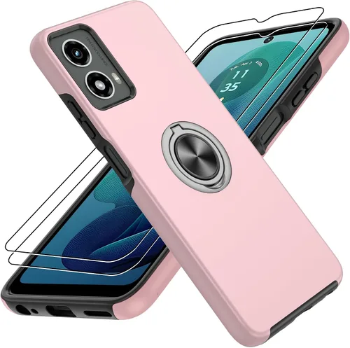 Vista 101 de Gritup - Funda para Galaxy A05S con protector de pantalla HD×2, funda protectora para teléfono a prueba de golpes con soporte magnético de anillo