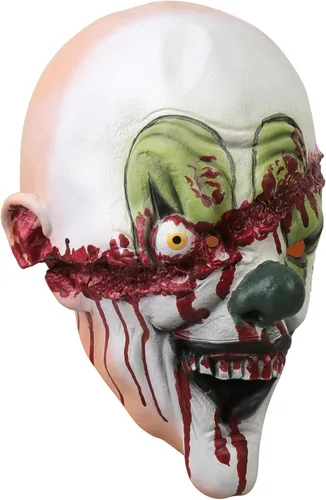 Vista 3 de KJOCOS Máscara de payaso aterrador para adulto, espeluznante malvado, máscara de bromista de Halloween para hombre